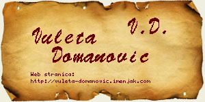 Vuleta Domanović vizit kartica